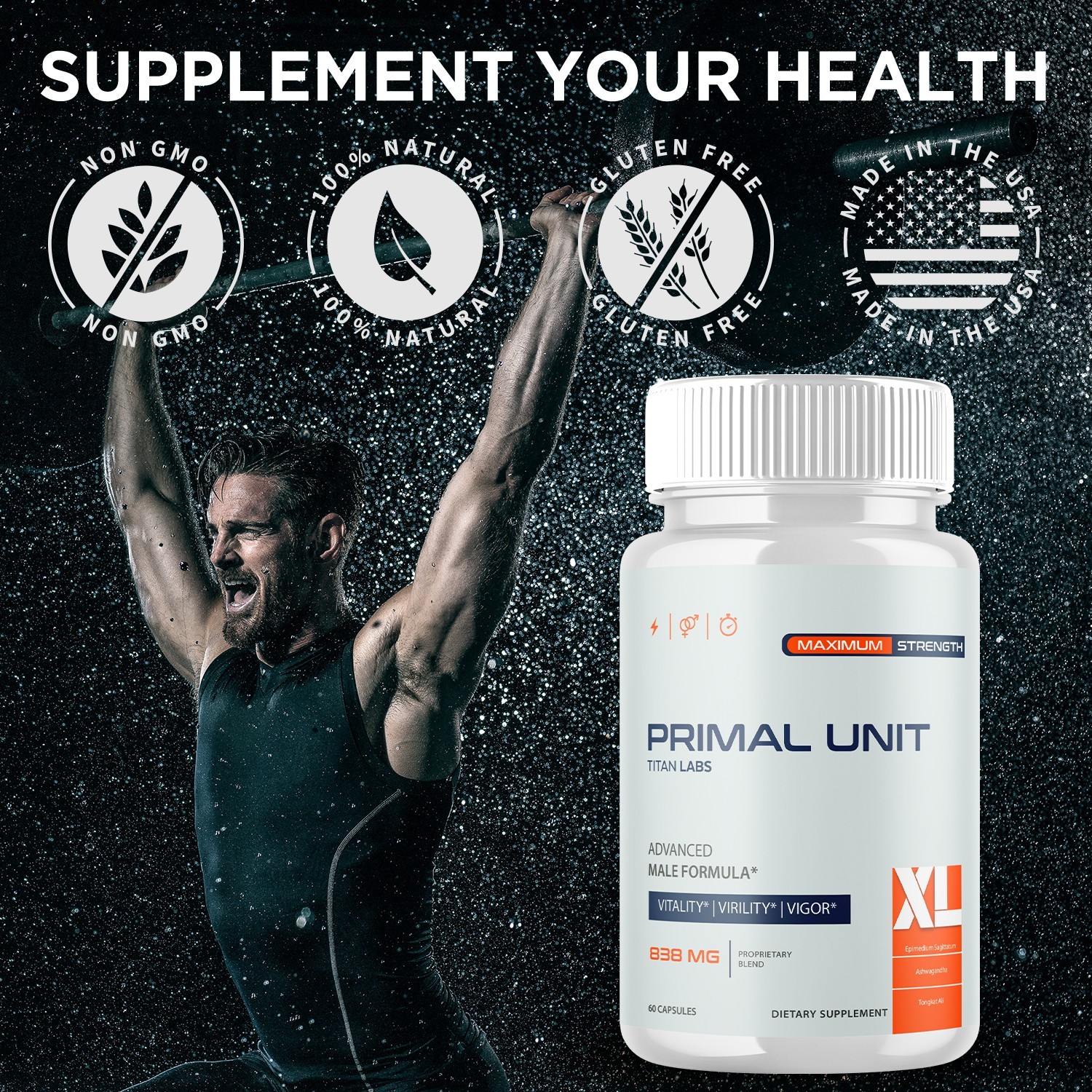 (5 Pack) Primal Unit XL Advanced Male Support Supplement PrimalUnitXL 300 Caps