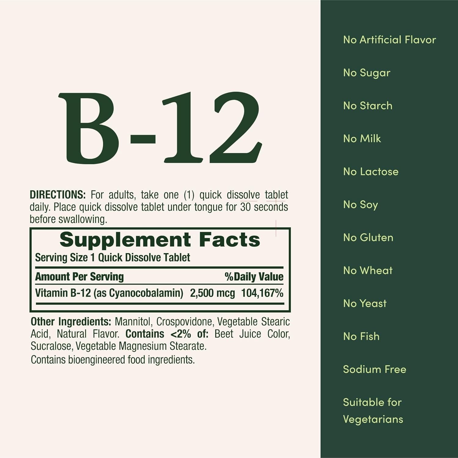 Nature’s Bounty Vitamin B12 2500 mcg, Cellular 75 Count (Pack of 1), Green