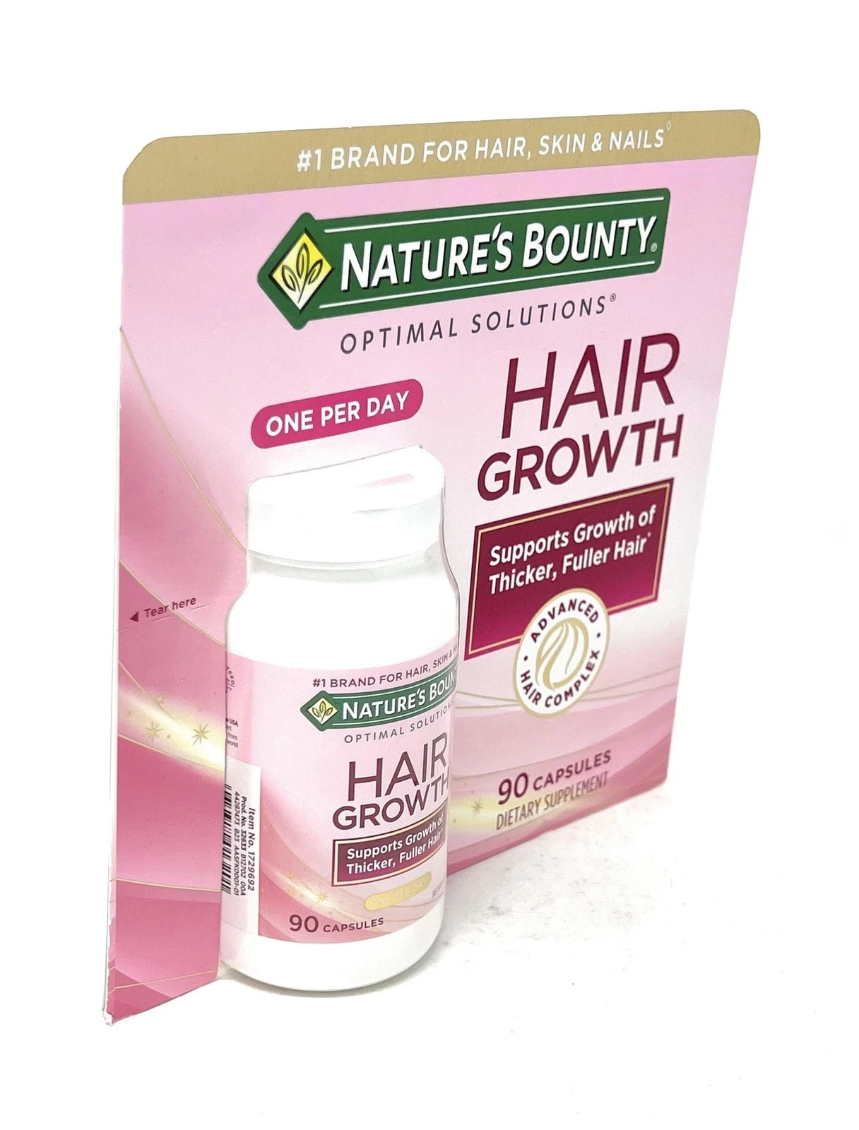 Nature’s Bounty Hair Growth Supplement 3 Pack 90 Capsules 1 Per Day Sealed