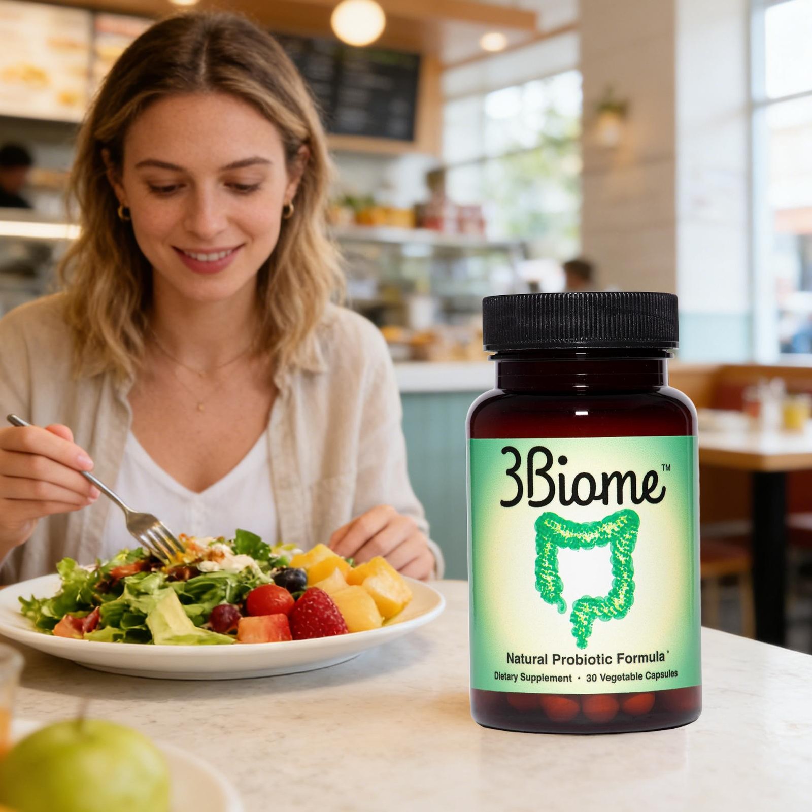3Biome Natural Probiotic Dietary Supplement Non-GMO & Gluten Free, 30 Vegan Caps