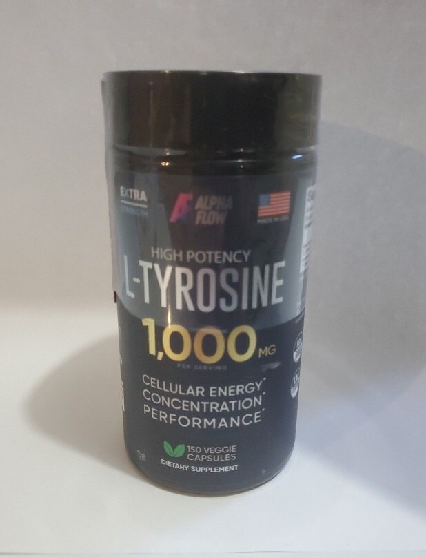 Alpha Flow L-Tyrosine High potency Extra Strength All Day 150 exp 7/10/2026