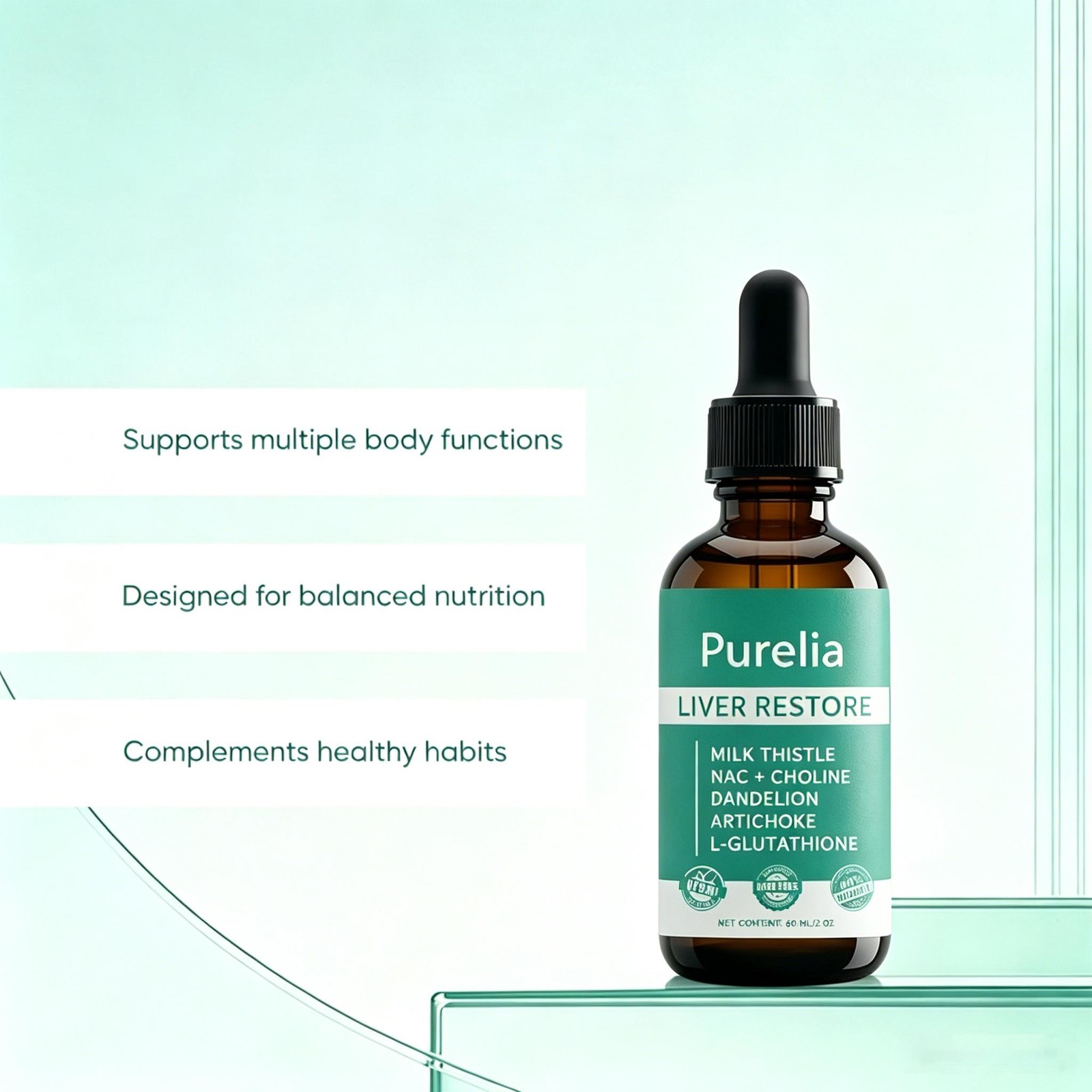 Purelia Liver Restore, Complete Liver Support Supplement with Milk Thistle, Dand