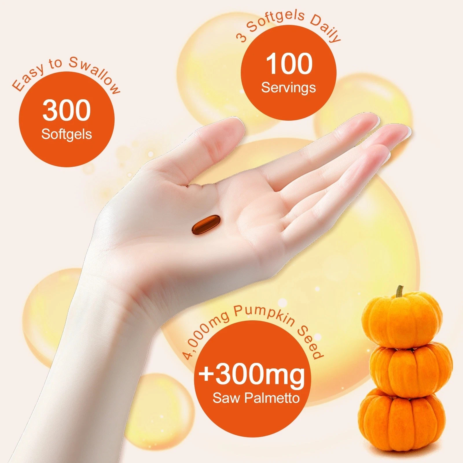 Cold pressed virgin pumpkin seed oil, 2-in-1 formula, containing saw palmetto