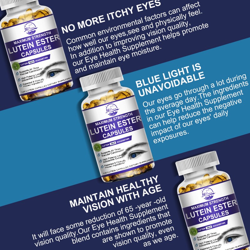 120Pcs Eye Vitamins Lutein,Zeaxanthin,Relief Eye Strain,Vision Health,Supplement