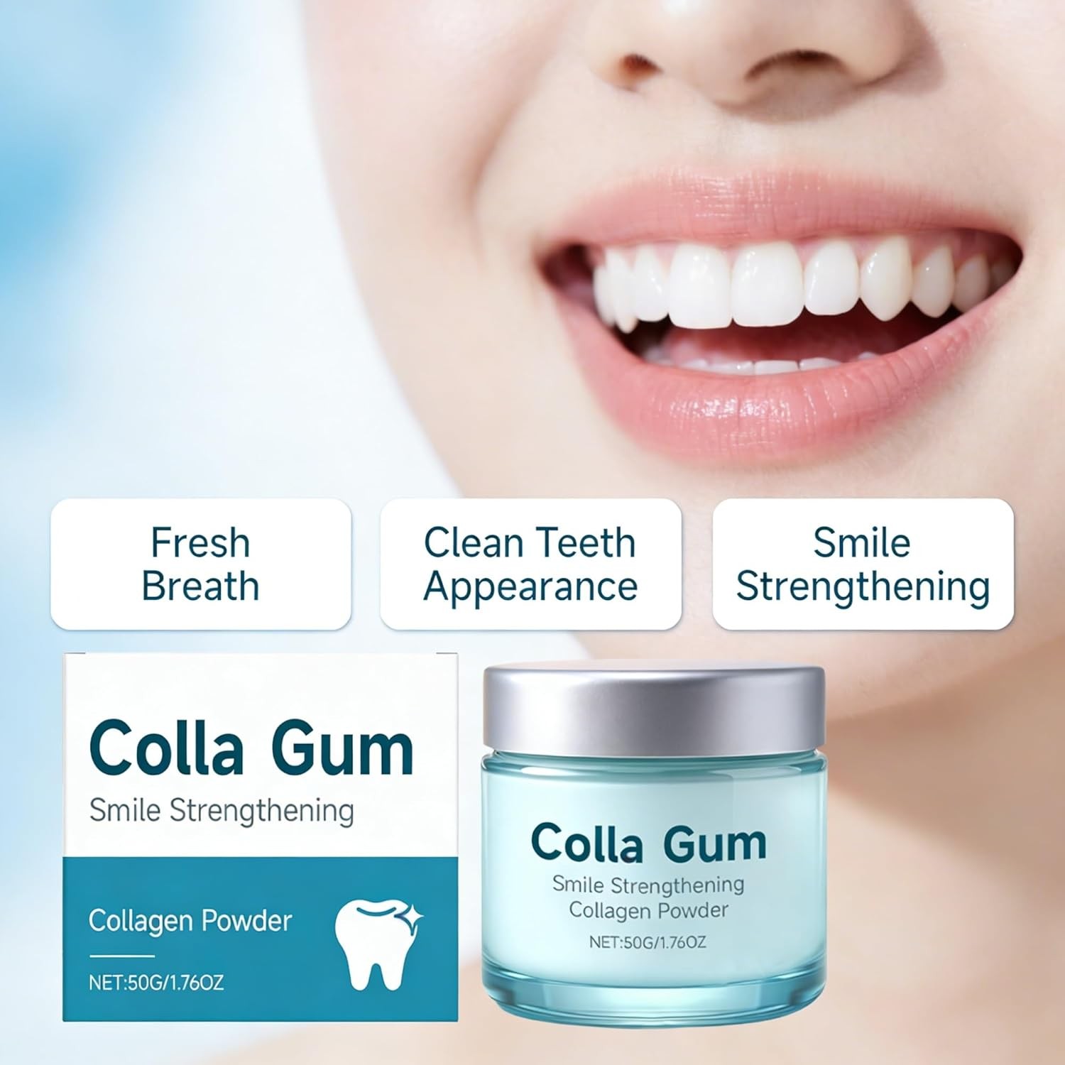Collagen Tooth Powder for Daily Oral Care, Fresh Breath & Clean Teeth, 1pc