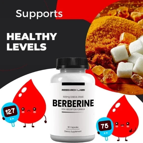 Research Lab Berberine 1500mg Supplement Enhanced Absorption Formula