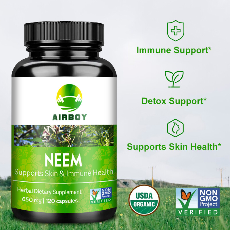 120pcs Neem Capsules (Azadirachta indica) – Organic, Immune Support,Liver Health