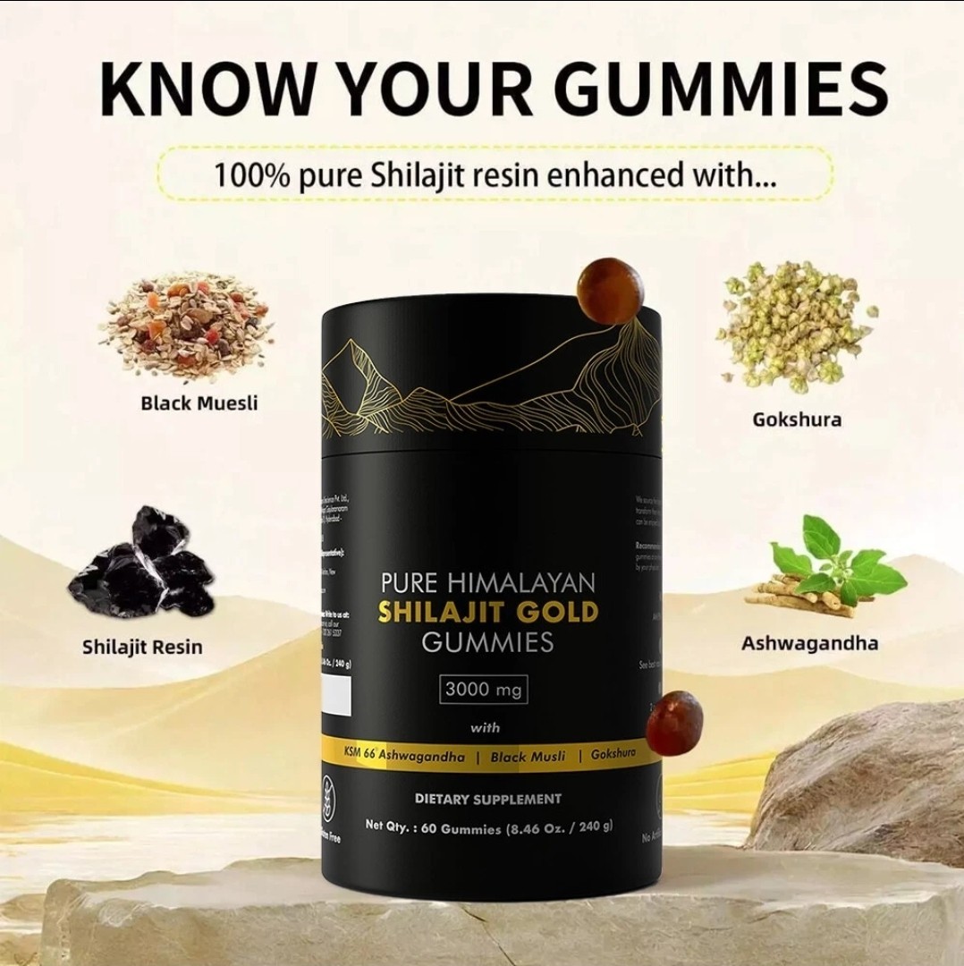 3X Shilajit Himalayan Natural Gold Gummies 3000mg With Ashwagandha Gokshura