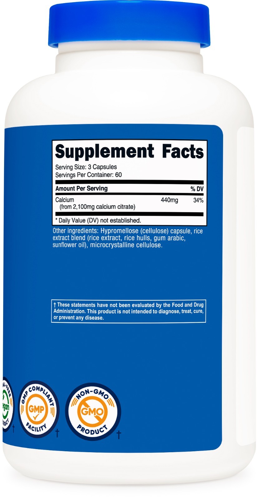 Nutricost Calcium Citrate (2,100mg) 180 Vegan Capsules – GMO-Free, Gluten-Free