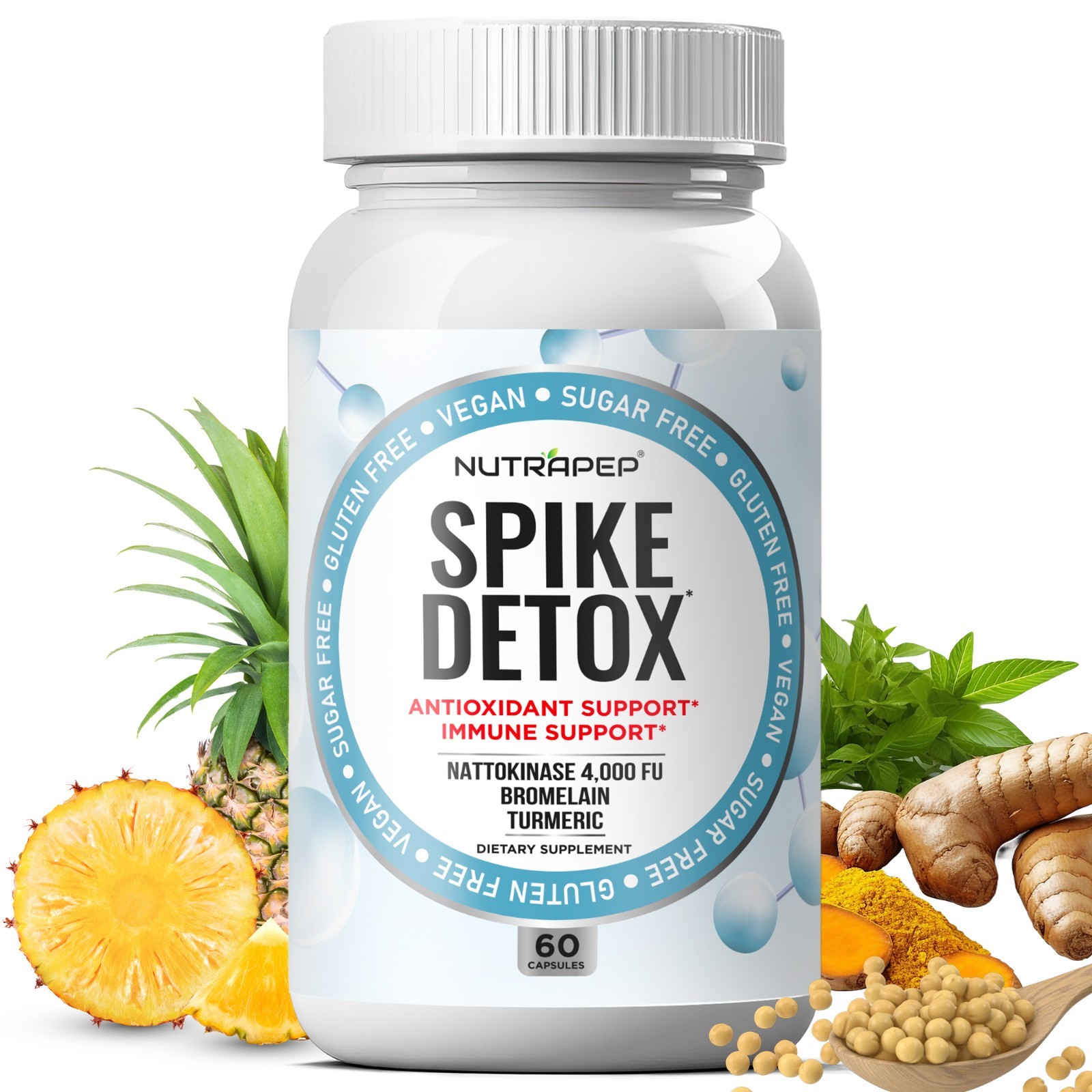 NutraPep Spike Protein Detox Supplement – 4000 FU Nattokinase with Bromelain