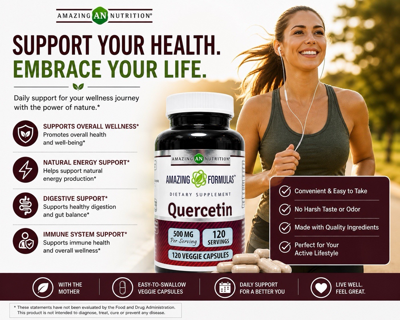 Amazing Formulas Quercetin 500 mg 120 Veggie Capsules Dietary Supplement