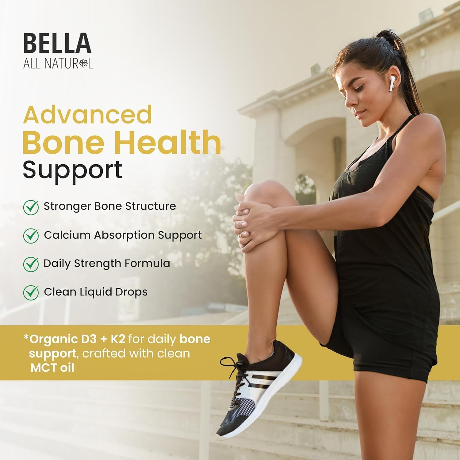 Bella Vitamin D3 K2 Liquid Drops 5000 IU Bone Immune Heart Health Supplement