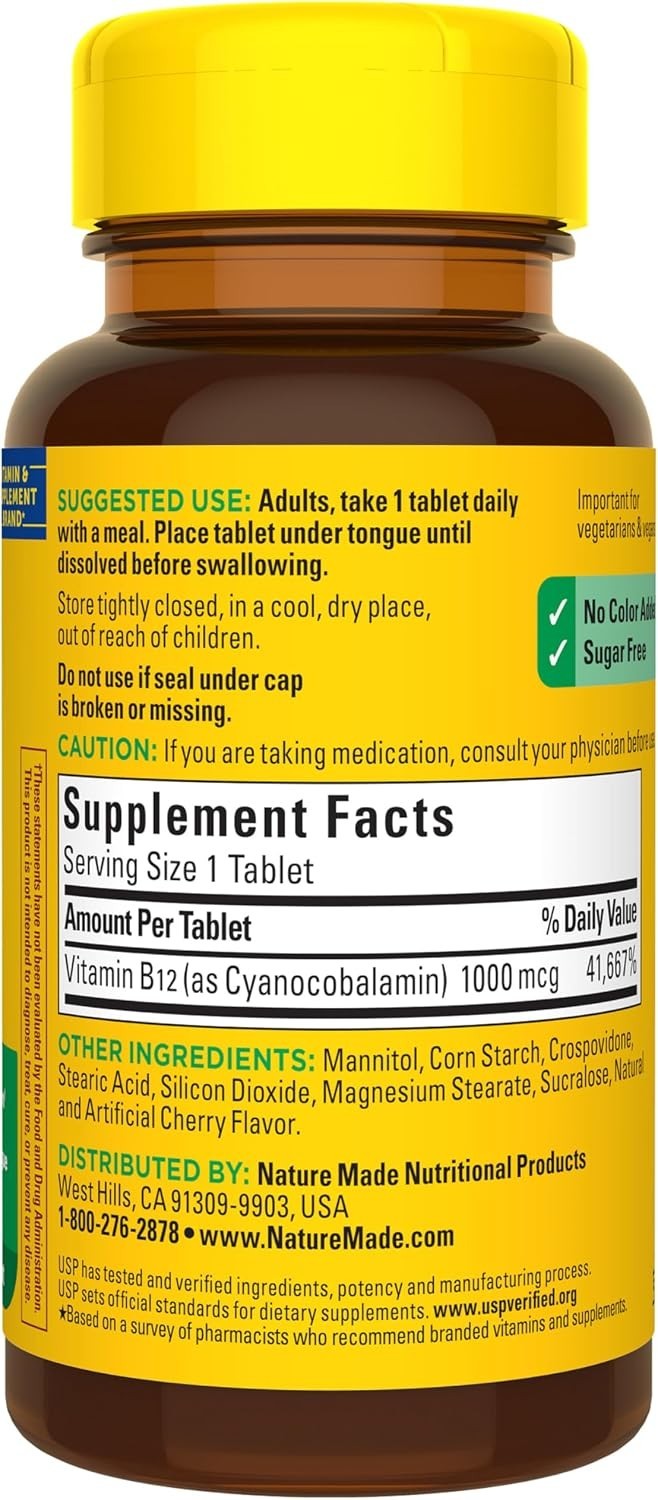 Nature Made Vitamin B12 1000 mcg 150 Count Fast Dissolve Energy Support Tablets