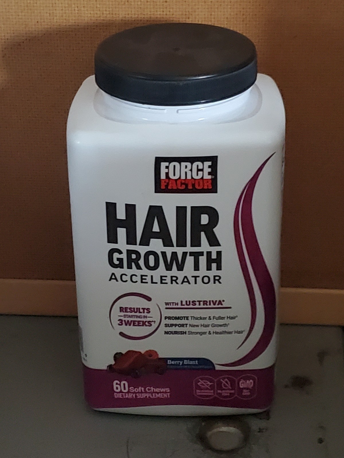 (BB 07/27) Force Factor Hair Growth Accelerator Berry Blast Soft Chews – 60 ct.