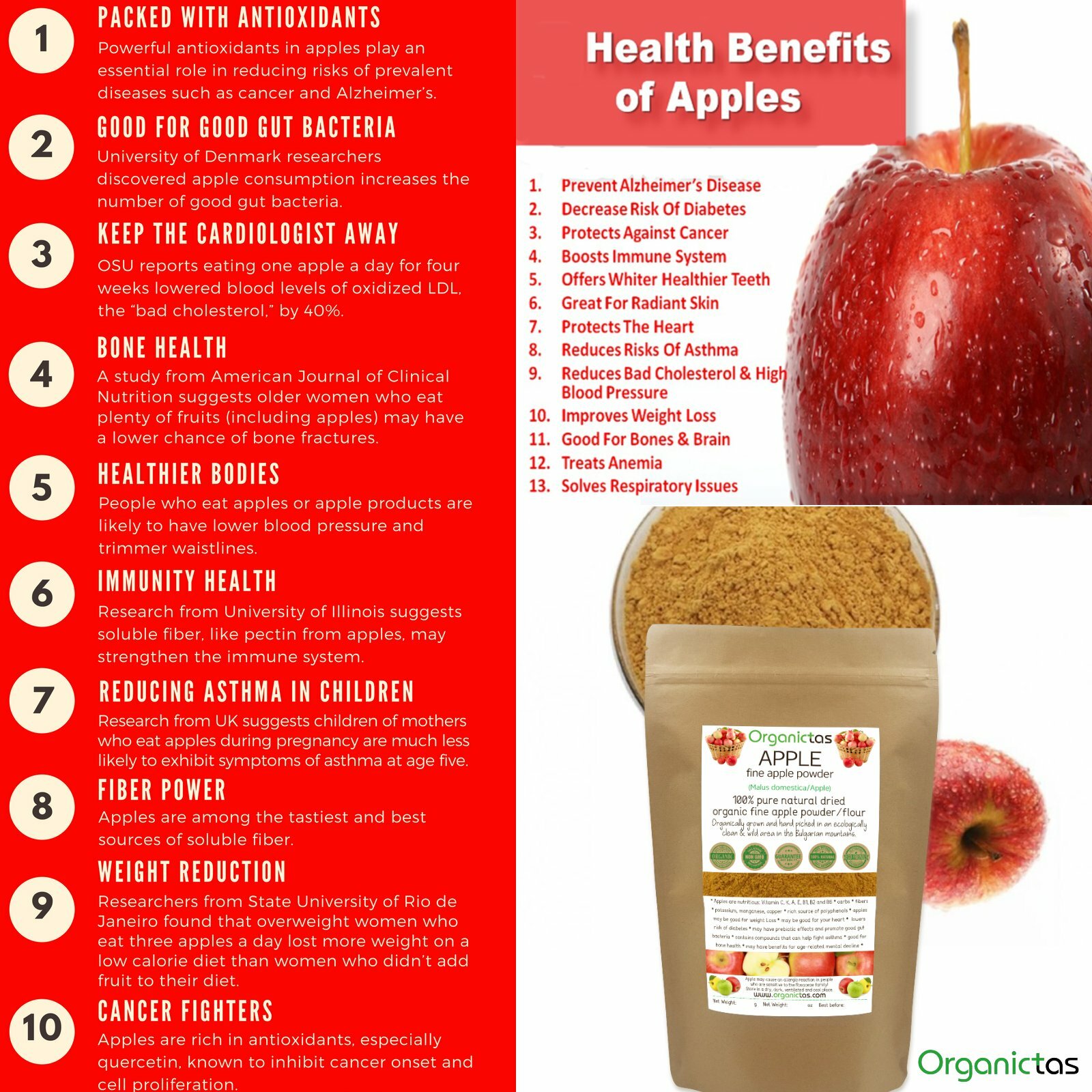 Pure Organic Apple Powder, 100% Natural Vitamin, Mineral & Antioxidant Source