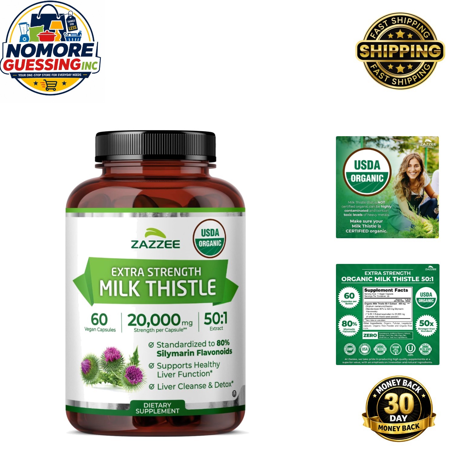 USDA Organic Milk Thistle 50:1 Extract – 80% Silymarin, 2 Supply