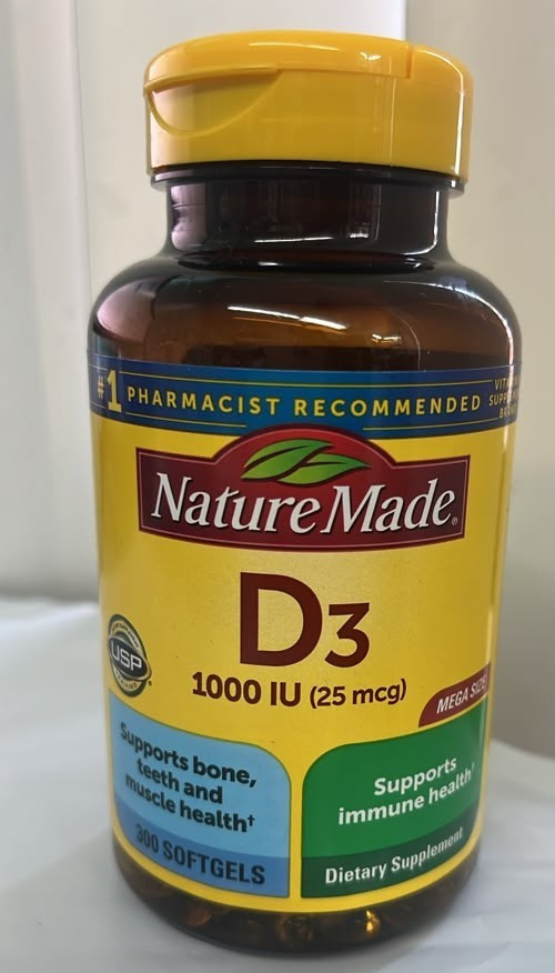 2x Nature Made Vitamin D3 1000 IU (25 mcg) Immune Health 300 Softgels exp 05/28
