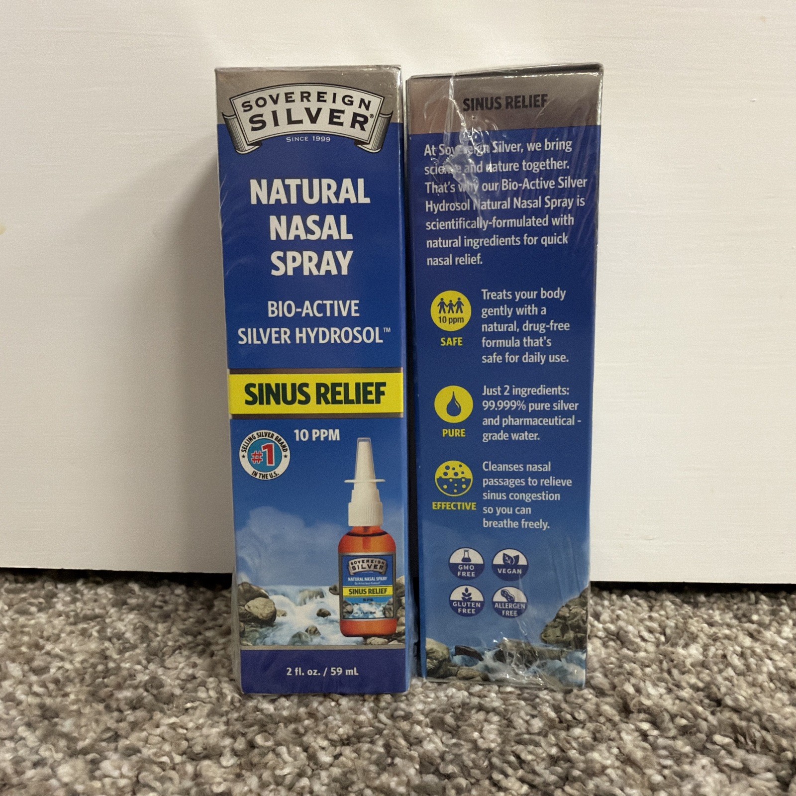 New 2x Sovereign Silver Natural Nasal Spray Sinus Relief 2 fl oz 1/2027