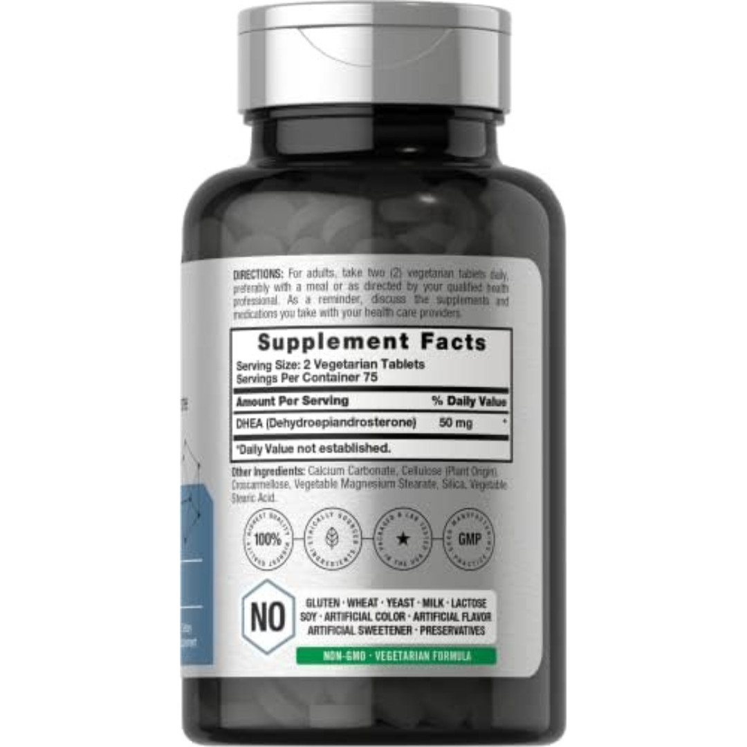 DHEA 50mg | 150 Capsules | Non-GMO, Gluten Free Supplement