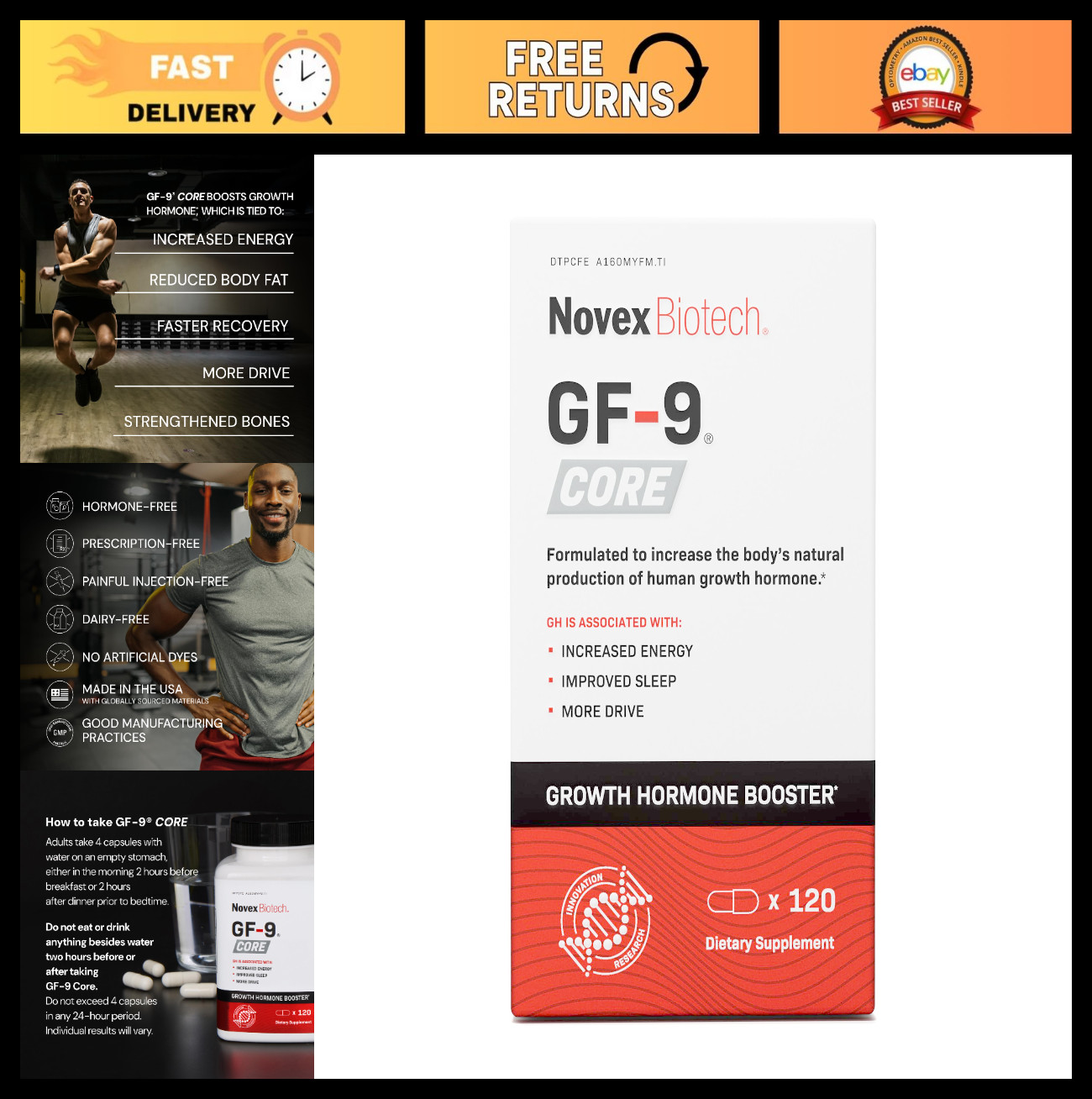 GF-9 Core Supplement – 120 Capsules for Muscle Growth & Recovery, Boost Energy