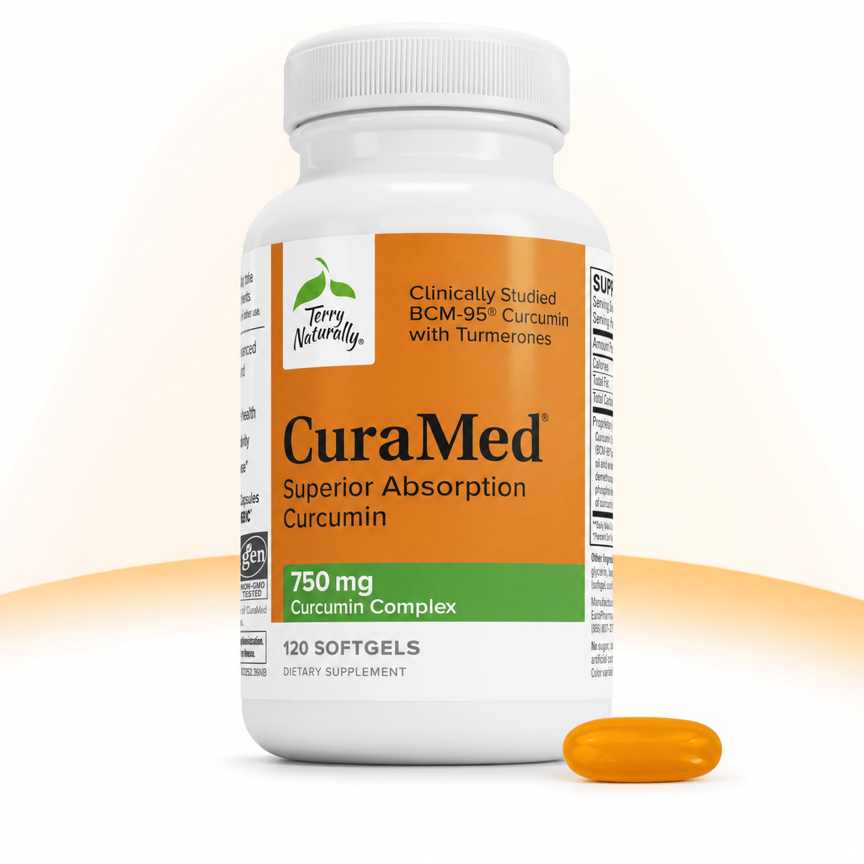 CuraMed Superior Absorption Curcumin 750mg 120 Softgels Terry Naturally Sealed