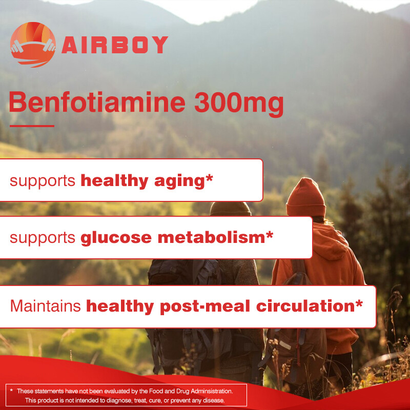 120pcs Benfotiamine Capsules 300mg – L-lecucine – Fat & Water Soluble Vitamin B1
