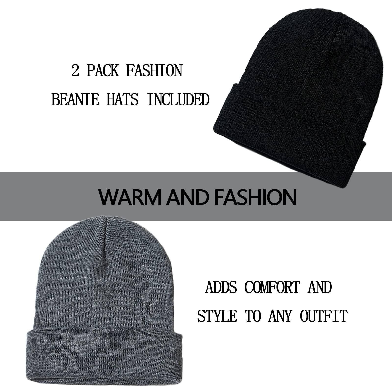 ZOORON 1&2 Pack Beanie for Men Women Slouchy Beanie Hats Winter Knit Caps Sof…