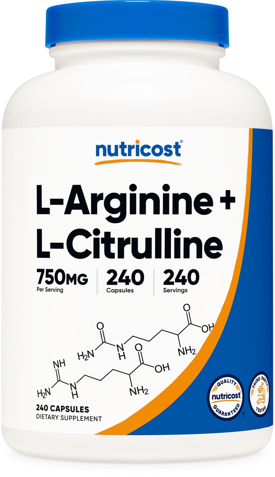Nutricost L-Arginine L-Citrulline Complex 750mg, 240 Count (Pack of 1), Red