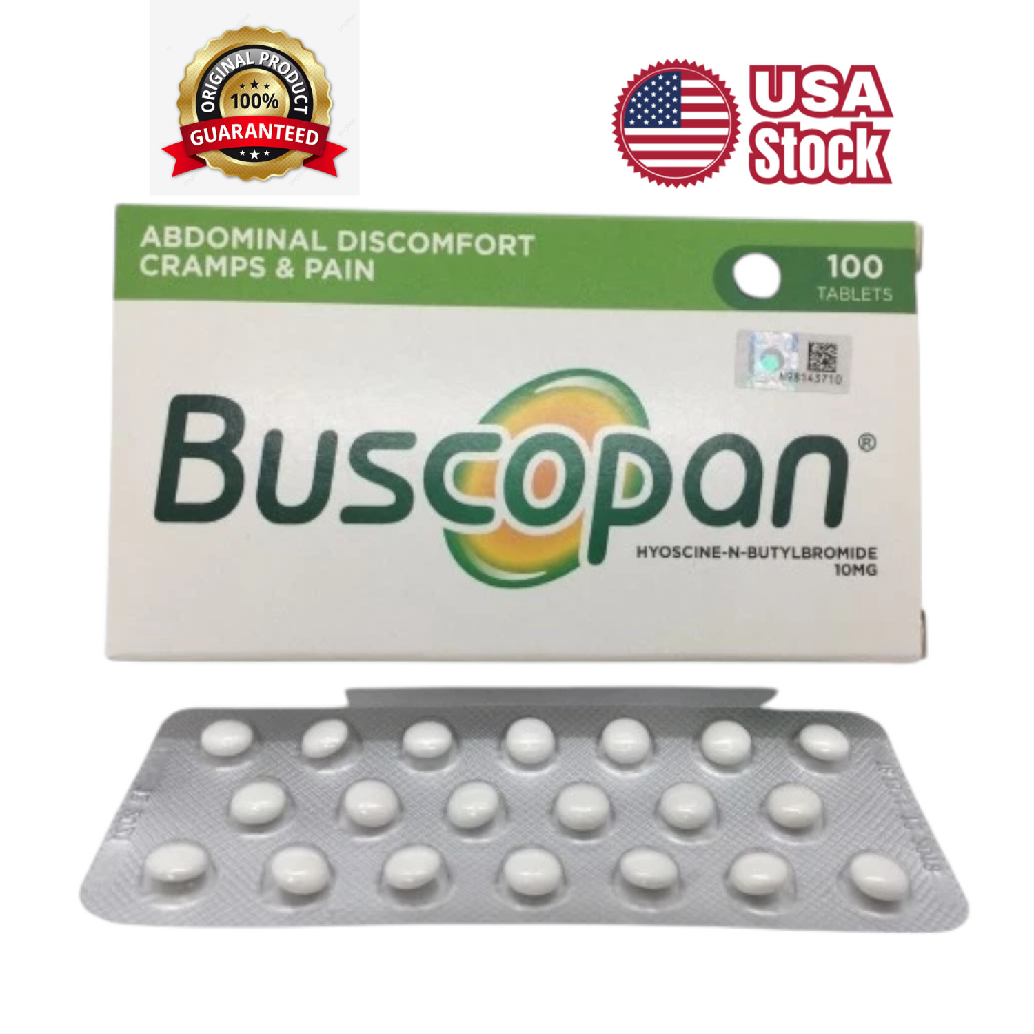 10mg 100 tablets Irritable Stomach Discomfort Cramps Pain Relief US Shipping New