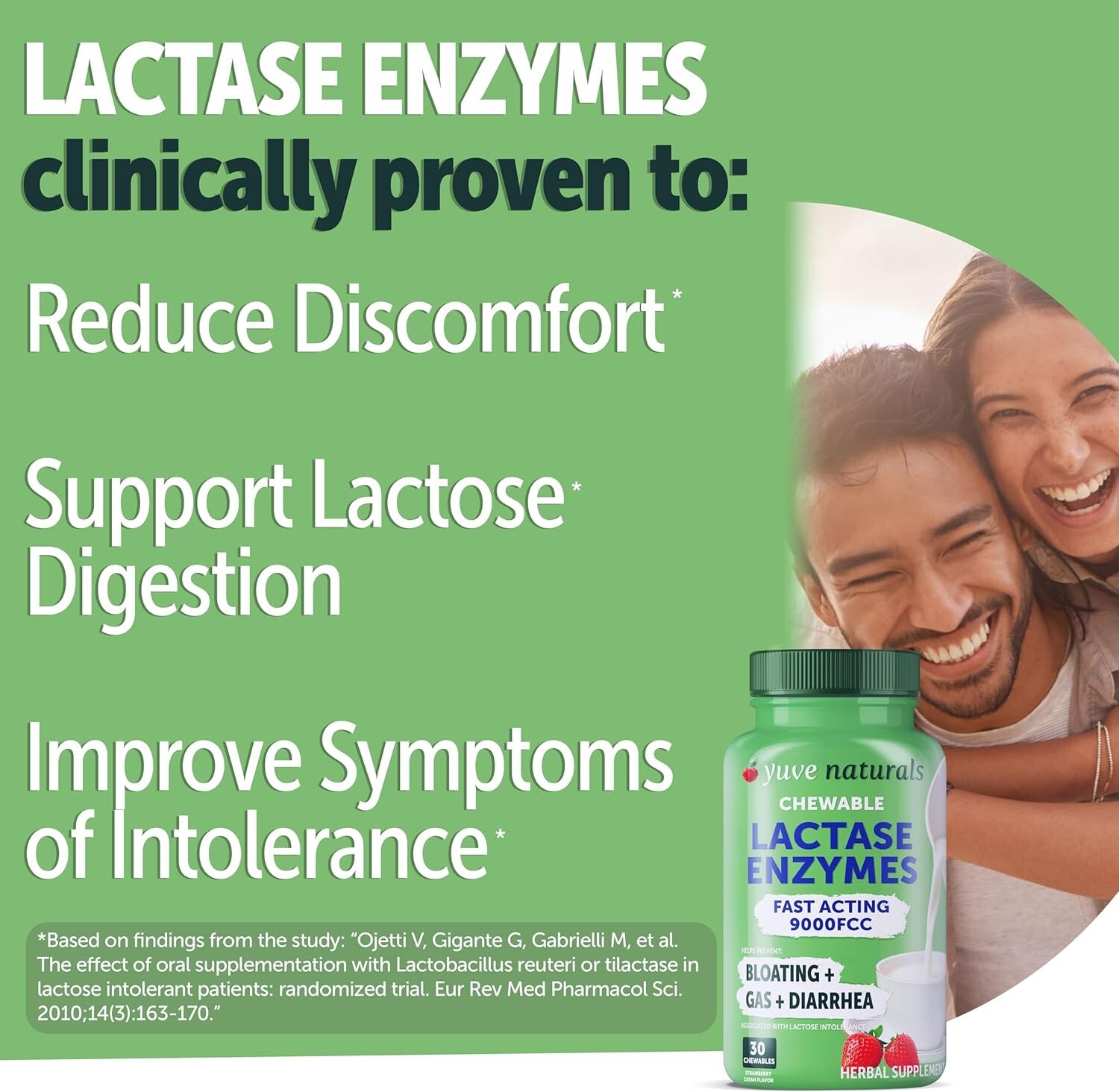 Yuve Dairy Relief Fast Acting Natural Lactase Enzyme 9000 FCC Say Goodbye 08/27