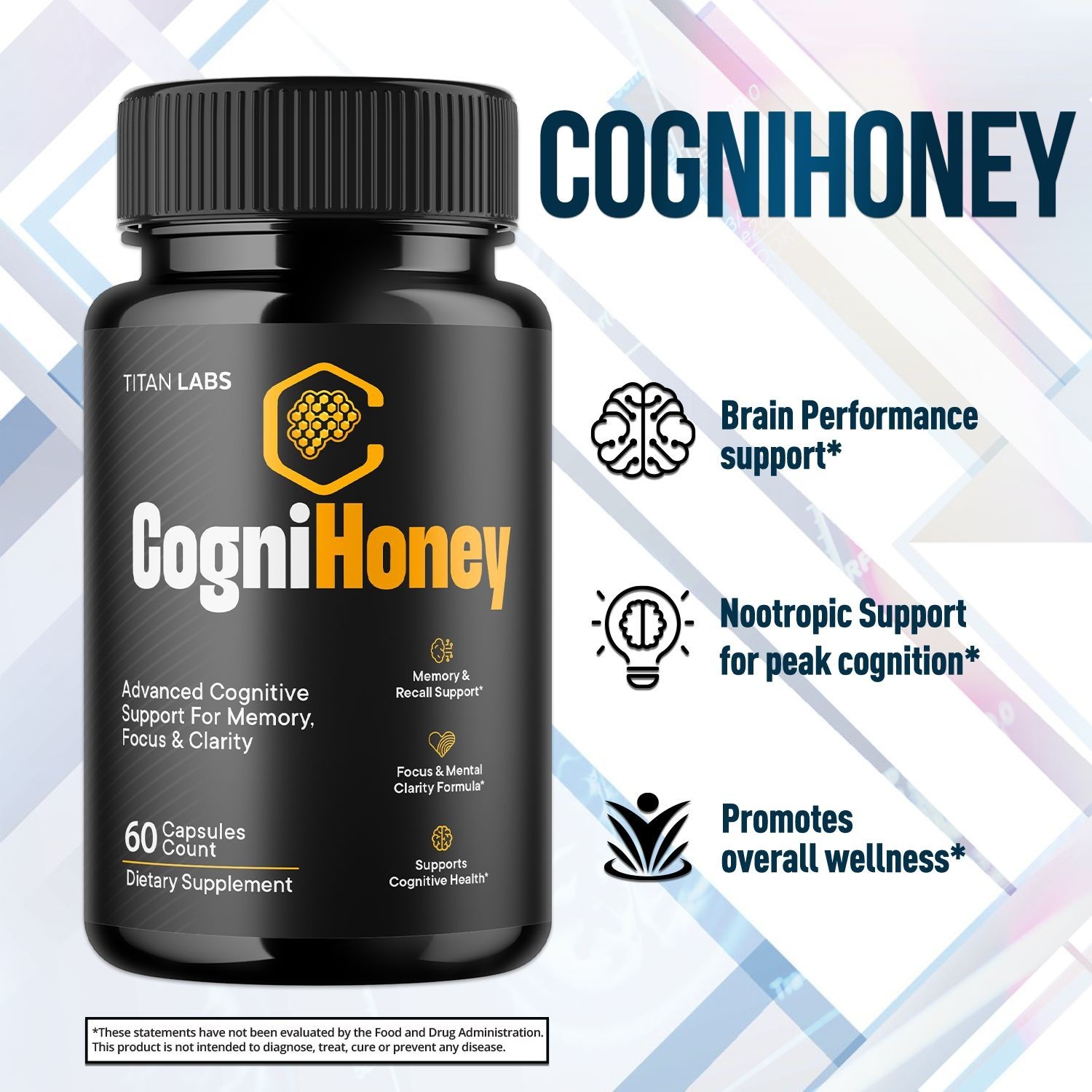 (5 Pack) CogniHoney Pills – Brain Health & Cognitive Support Supplement 300 Caps