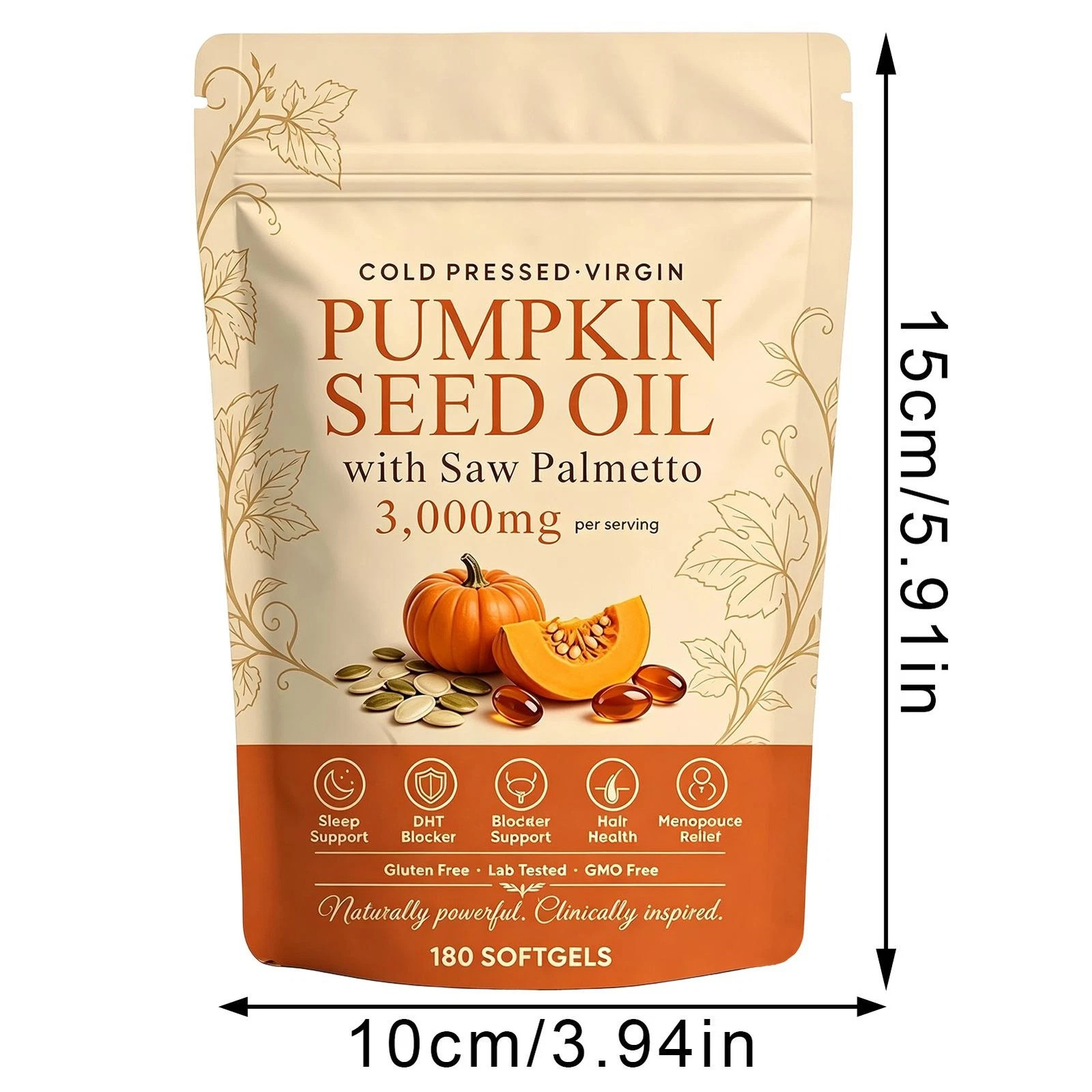 Everly Pumpkin Seed Oil with Saw Palmetto 300 Softgels Cold Pressed Pumpkin