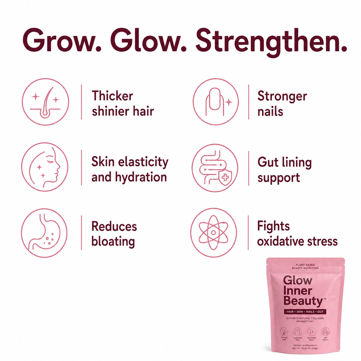 Collagen Peptides Powder Grass Fed Biotin Hyaluronic Acid Hair Skin Nails Women