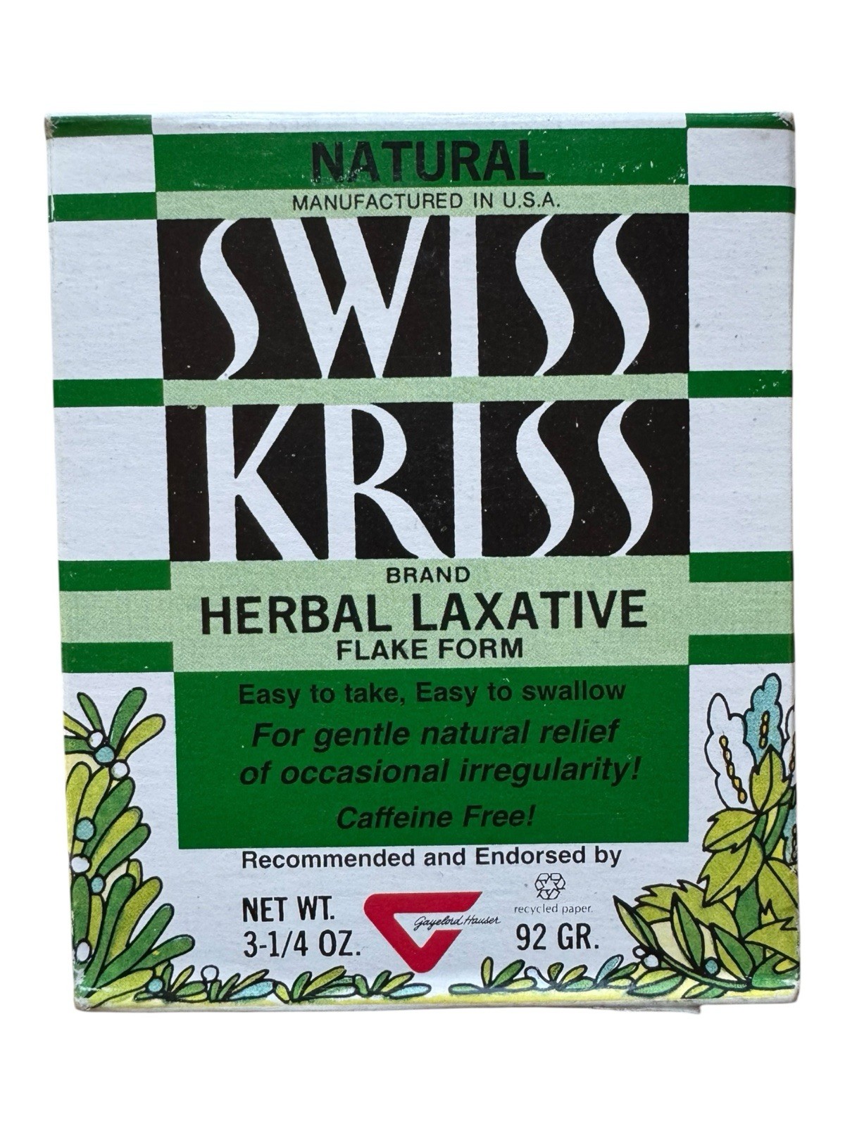 Swiss Kriss Herbal Laxative Flake Natural Digestive Aid – 3.25 oz – Ex: 12/28