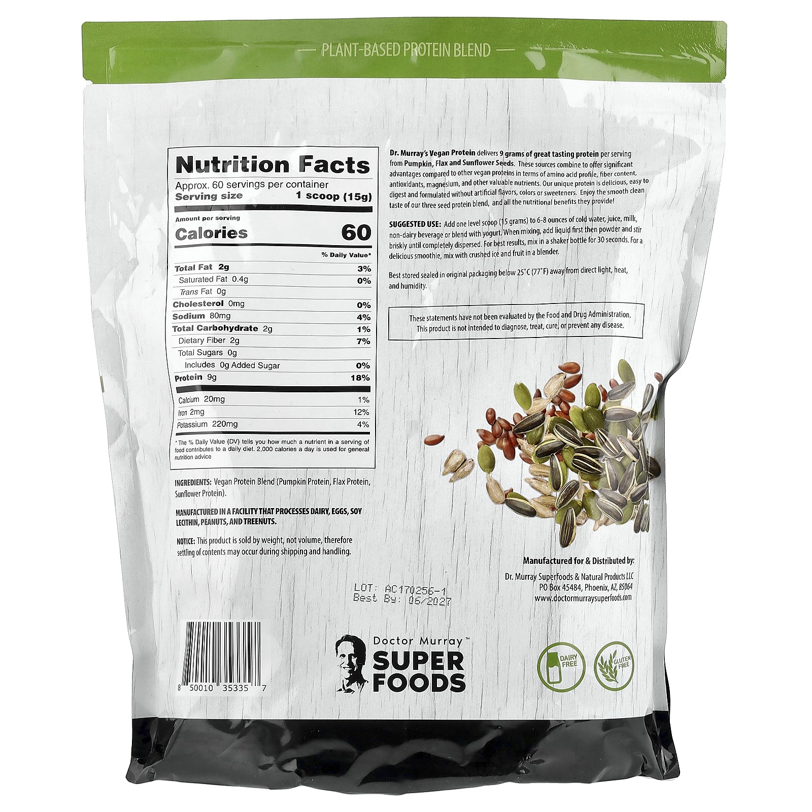 Super Foods, 3 Seed Protein Powder, Unflavored , 2 lb (908 g)