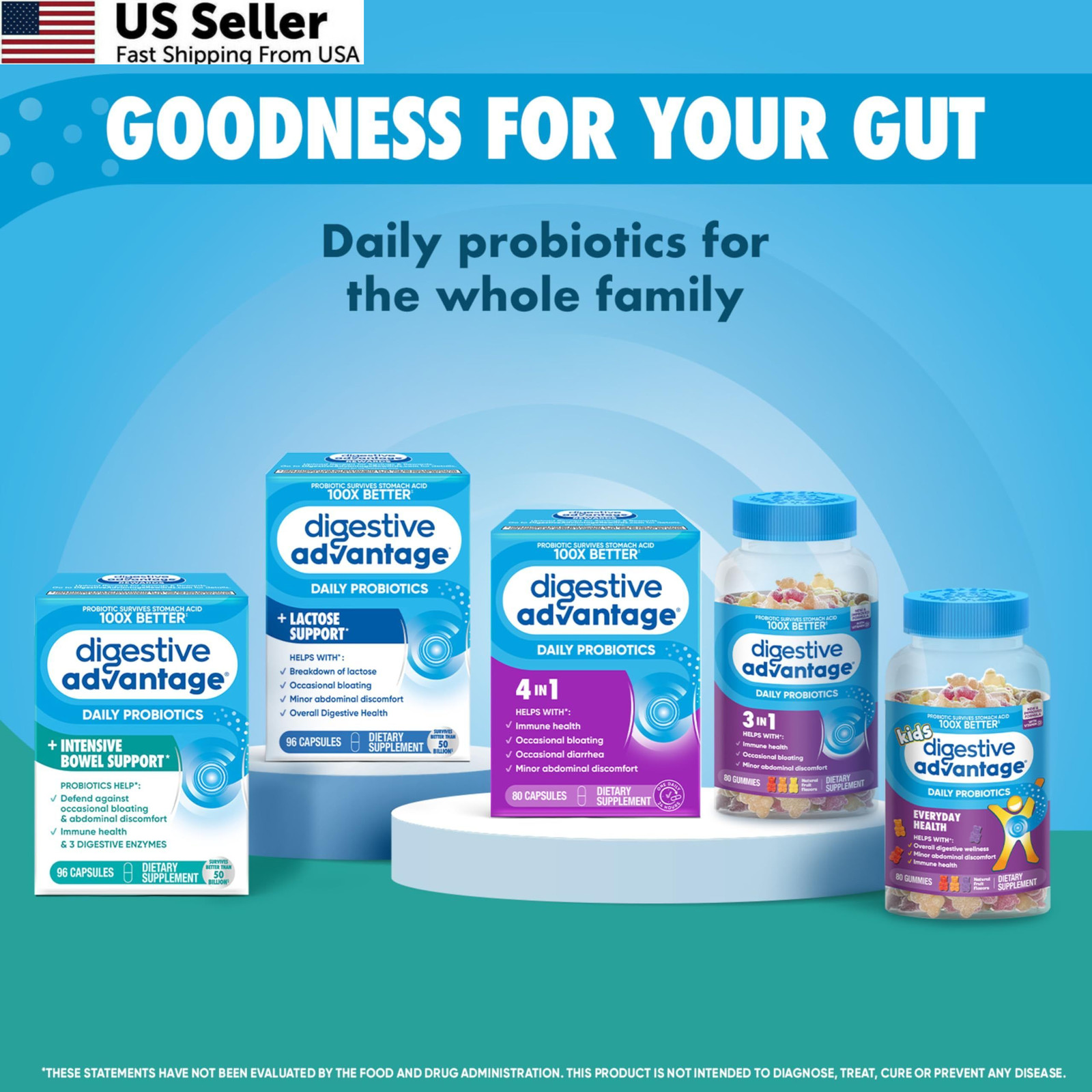 Digestive Advantage IBS Probiotics For Women and Men, 96 Count (Pack of 1)