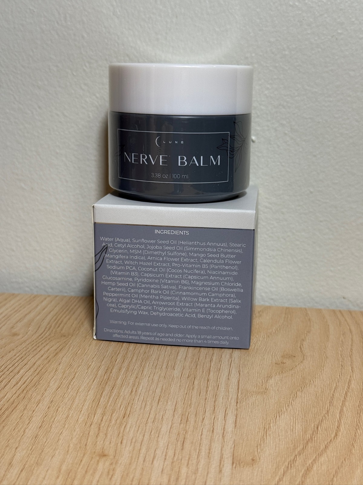 LUNE Nerve Balm 3.38 oz 1500mg Hemp Neuropathy Cream Tingling Burning Numbness