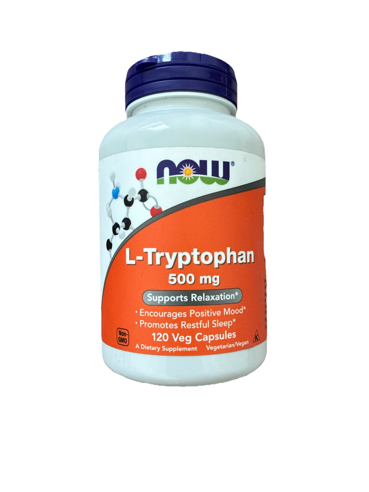 NOW Foods L-Tryptophan 500 mg 120 Veg Cap Relaxation Sleep Relaxation Exp 11/27