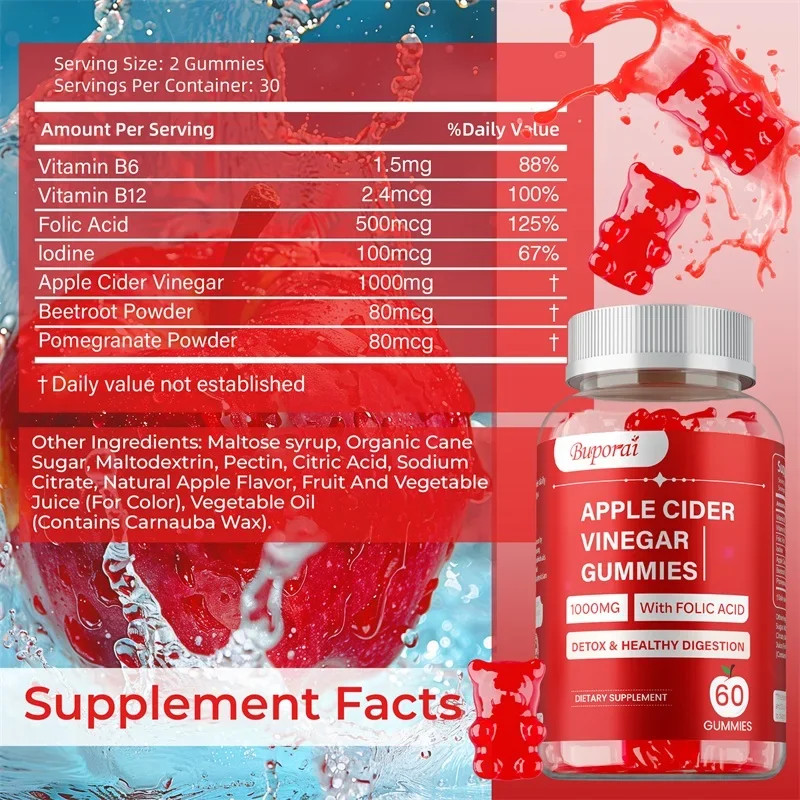 Apple Cider Vinegar 120pcs – Body Shape Weight Management Metabolism Detox