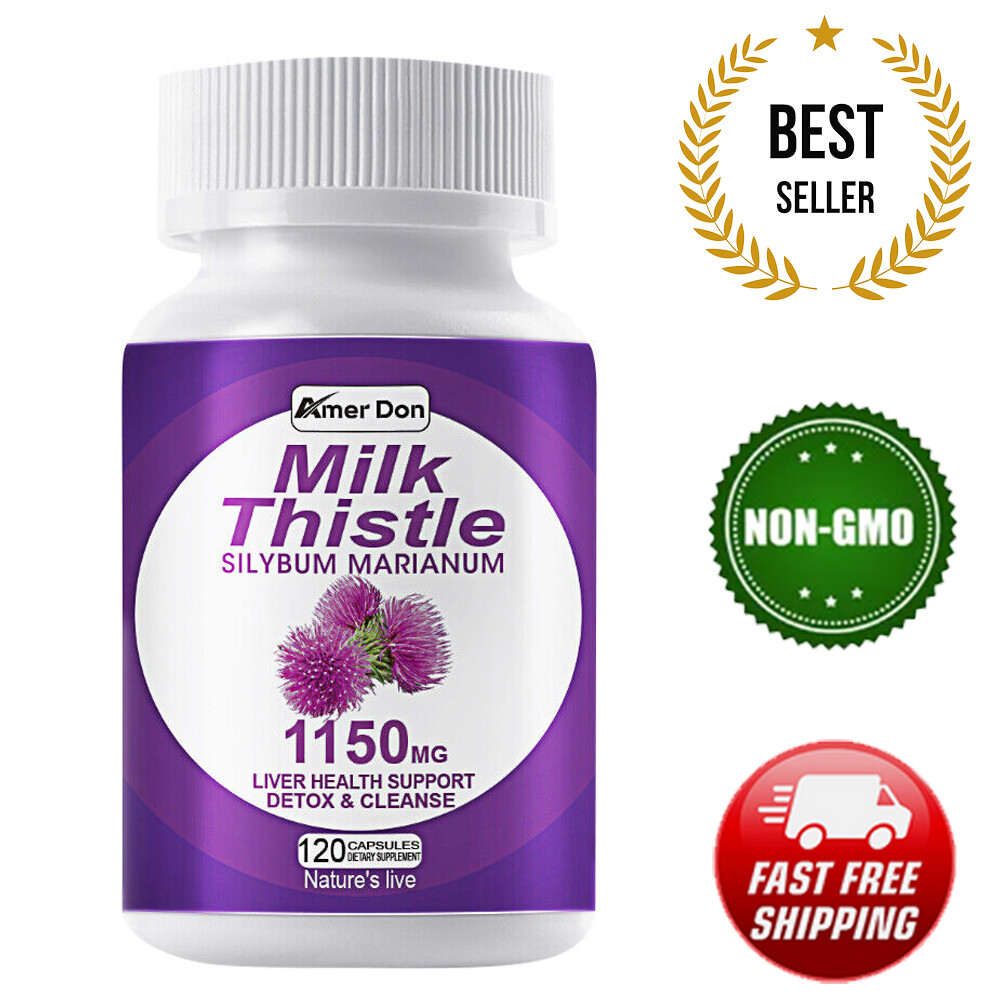 Milk Thistle (Silymarin) Extract 1150 mg liver cleanser liver detox cardio 120Pc