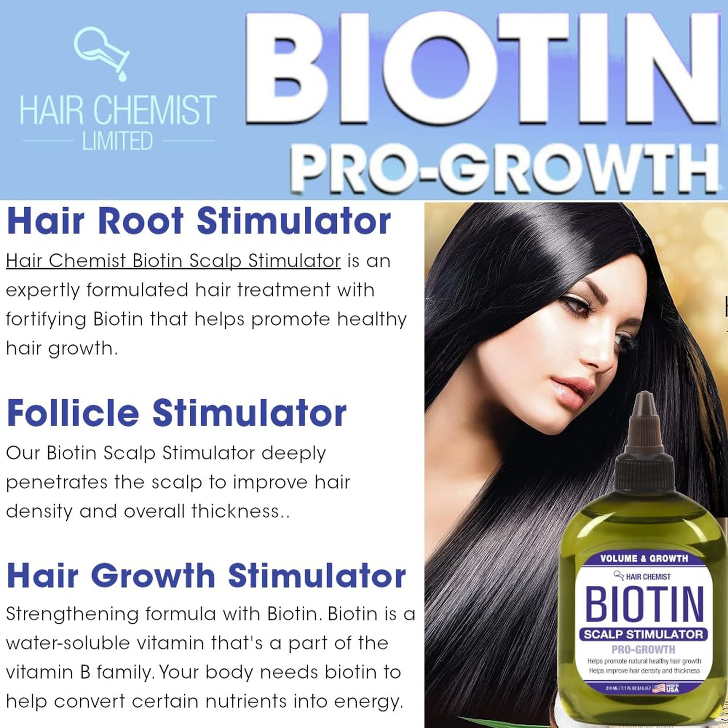 Hair Chemist Volume & Growth Biotin Pro-Growth Scalp Stimulator 7.1 oz. – Thi…