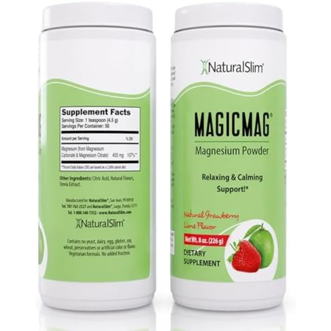 NaturalSlim MagicMag Magnesium Citrate Powder, Strawberry Lime, 8oz