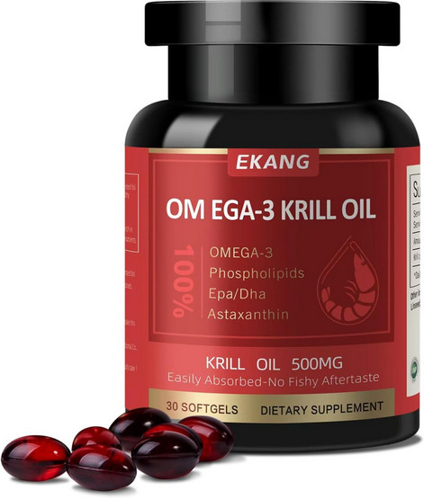 EKANG Krill Oil 500mg Omega 3 EPA DHA Astaxanthin 30/60/120Softgels