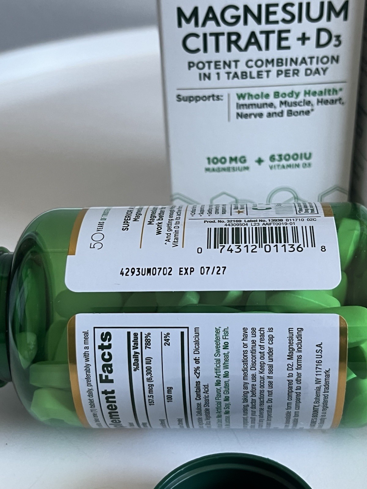 2 Nature’s Bounty Advanced Magnesium Citrate + D3 90 Tablets Ea. EXP 07/2027