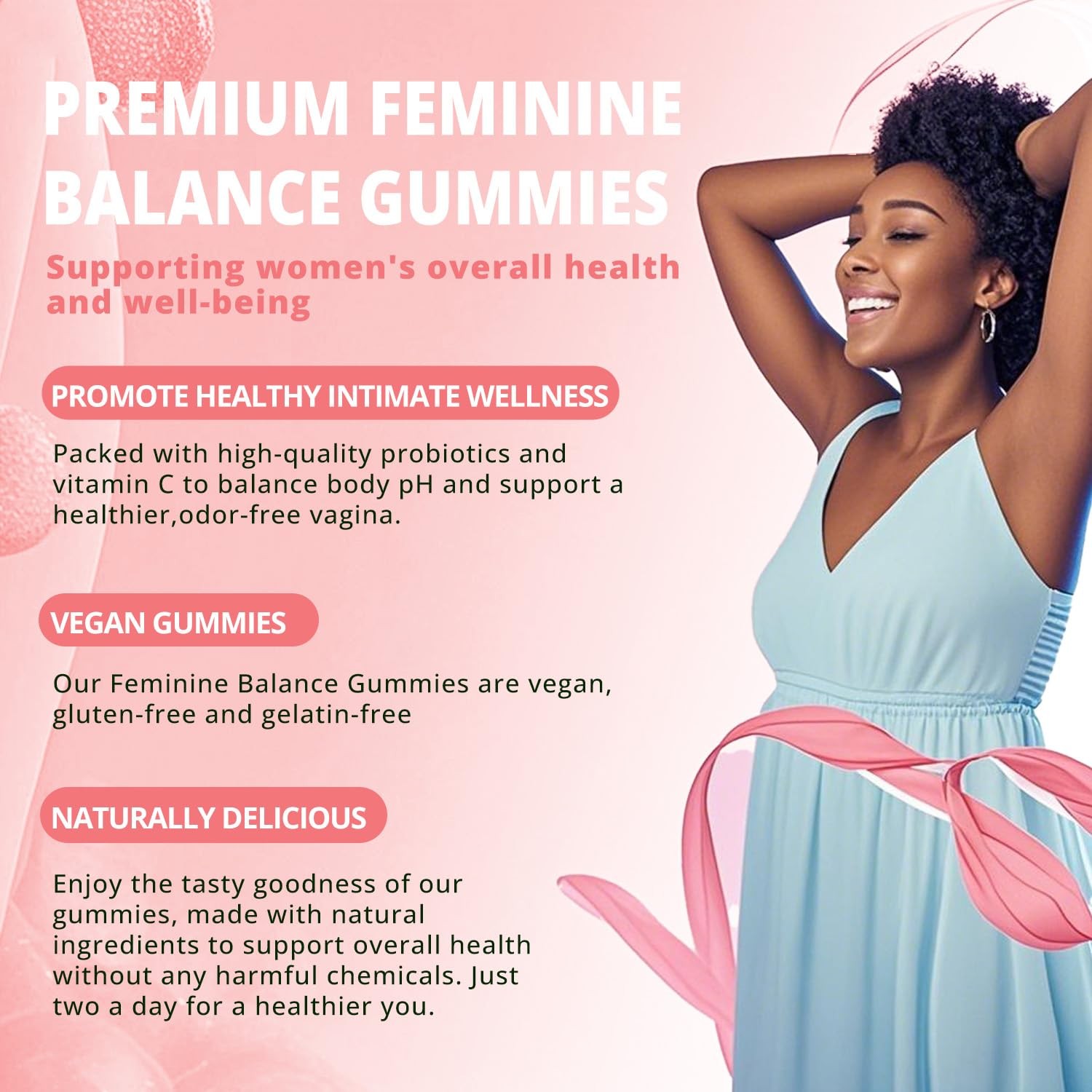 Premium Feminine Balance Gummies – Women’s pH Balance & Vaginal Probiotics Su…