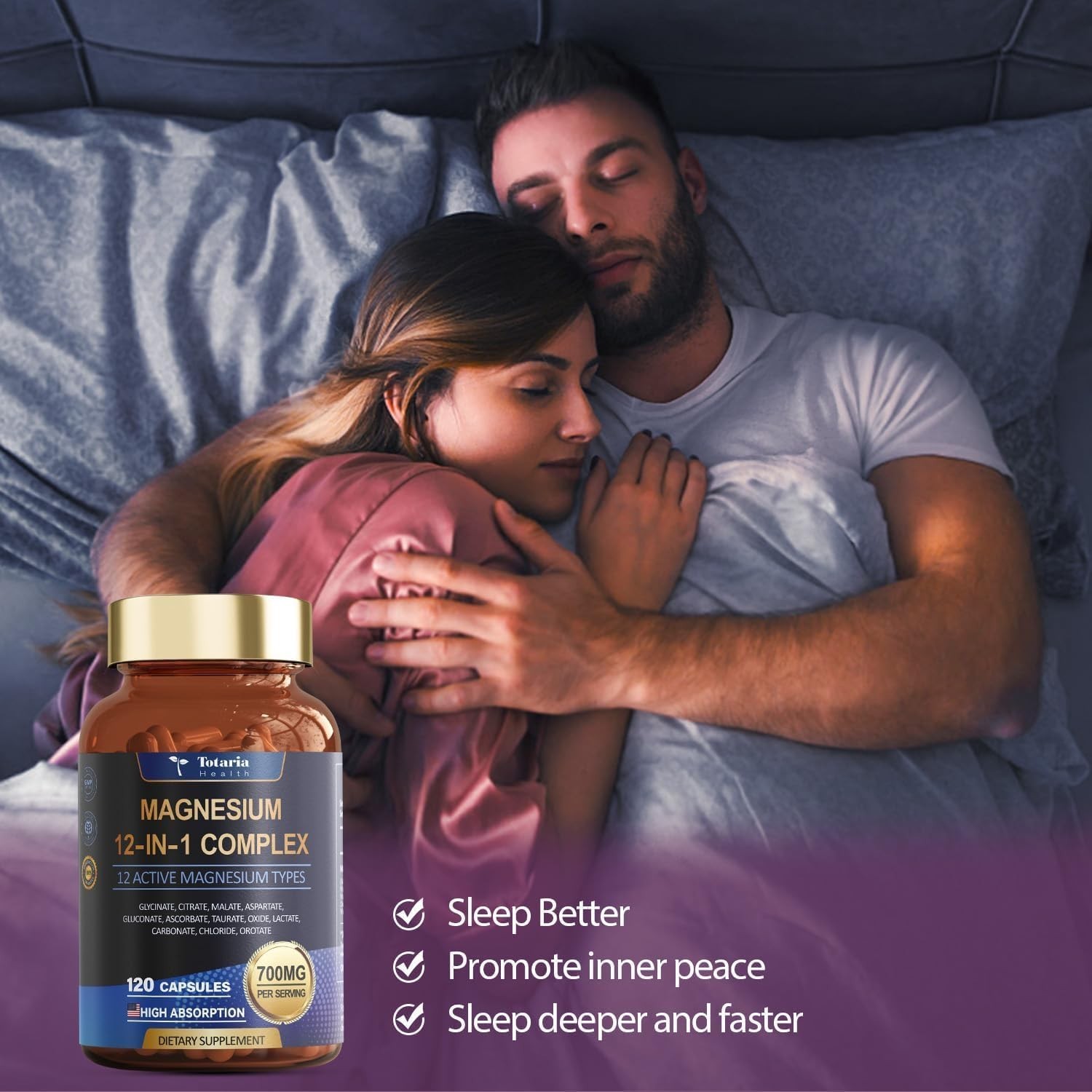 Totaria Magnesium Complex 700mg 12 in 1 Magnesium Supplement w/Glycinate Citrate