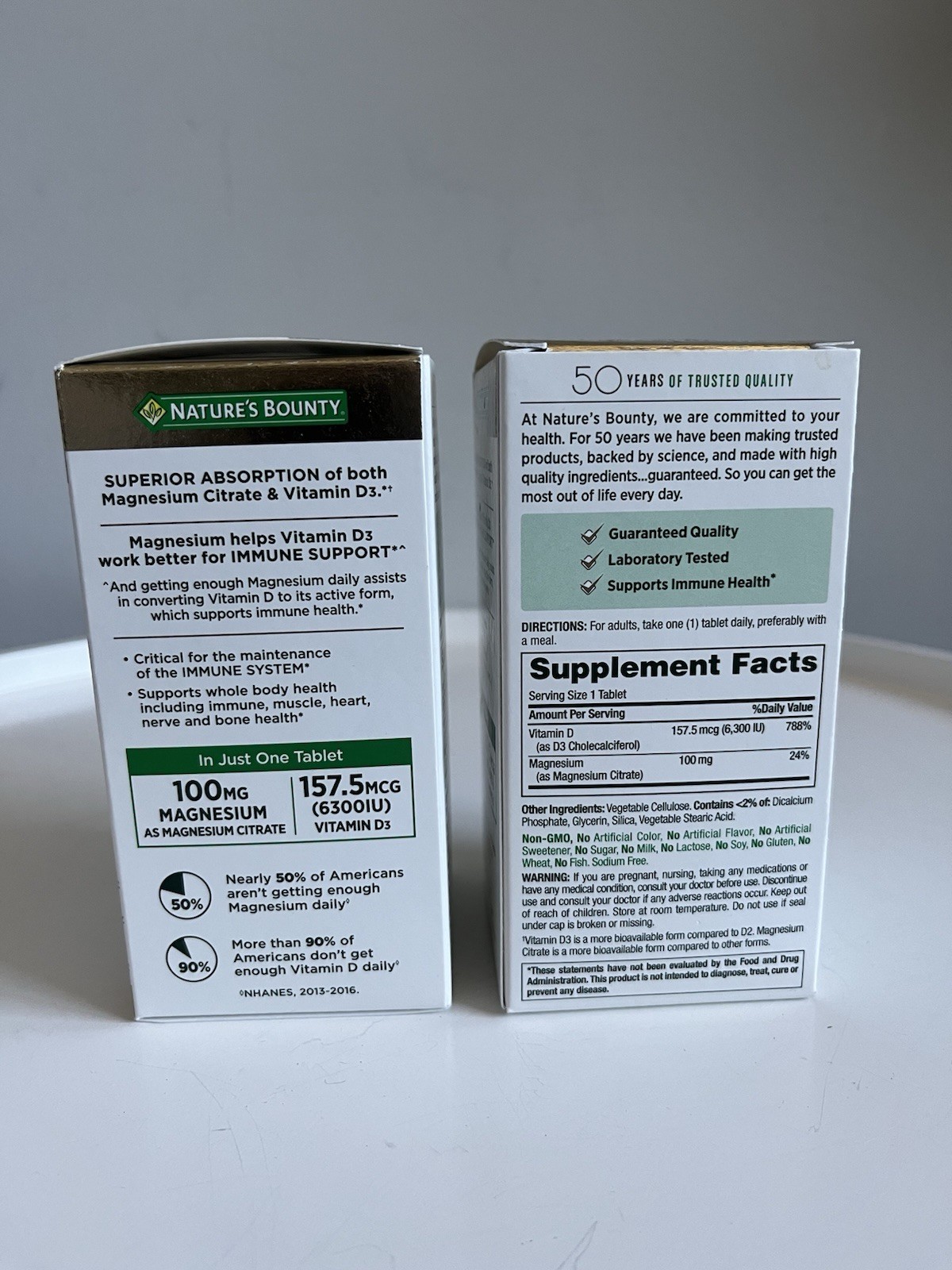 2 Nature’s Bounty Advanced Magnesium Citrate + D3 90 Tablets Ea. EXP 07/2027