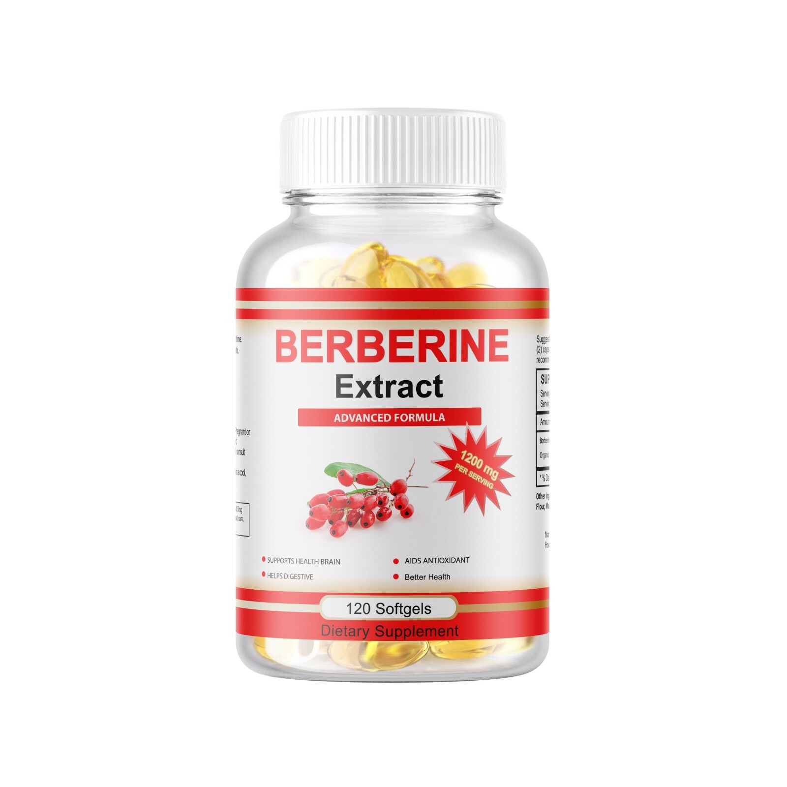 240 Berberine HCl 1200mg High Potency Berberine Supplement Blood Sugar Support