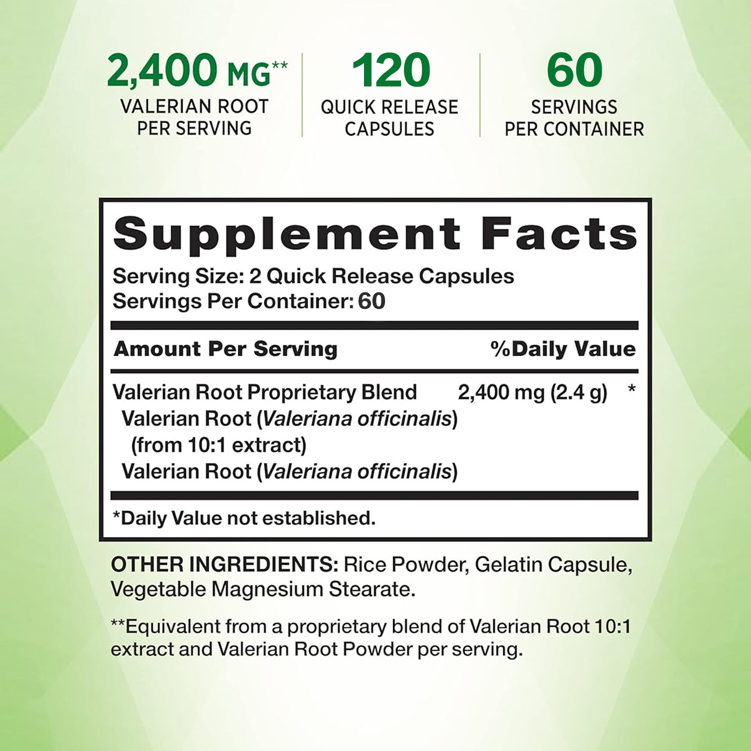120pcs Valerian Root 2400mg-Natural Relax Sleep, Promotes Healthy Sleep Patterns
