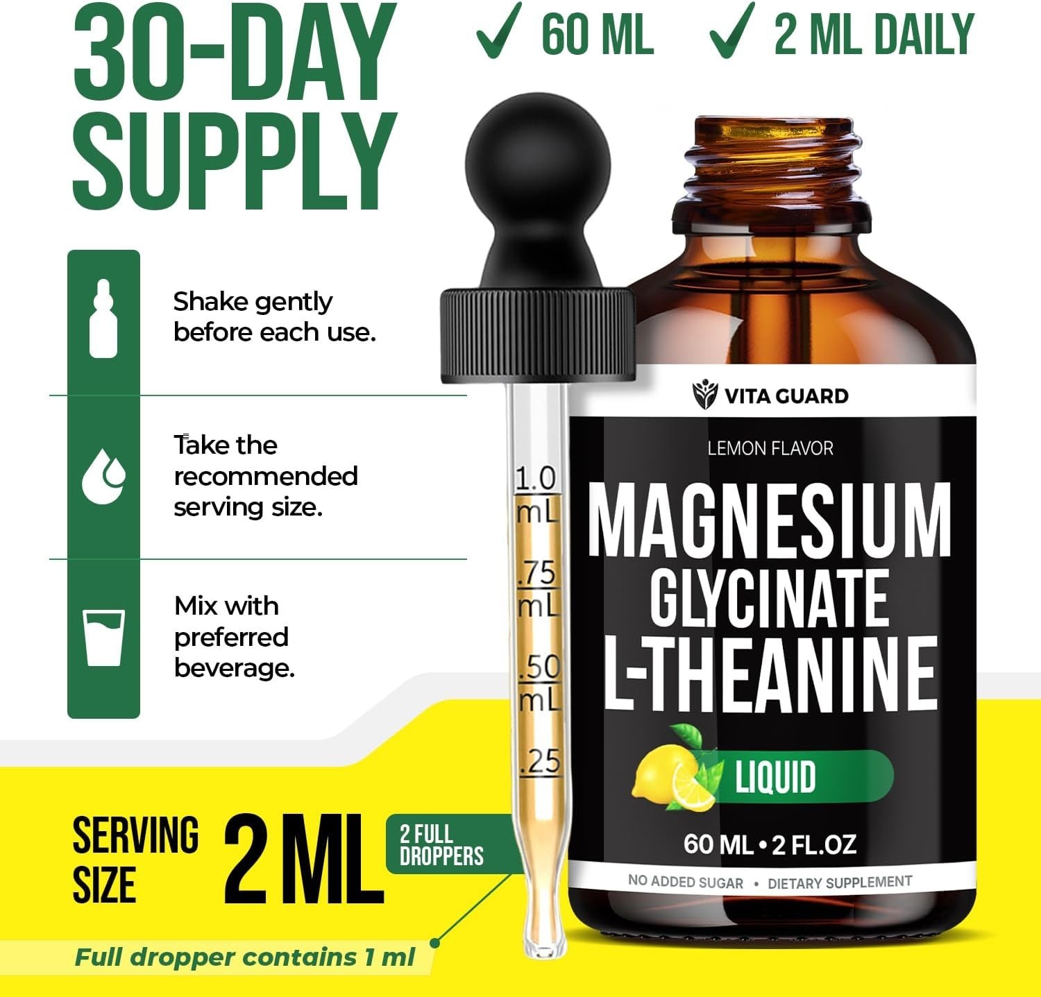 Vita Guard Magnesium L-Threonate Liquid Drops – 500Mg Ultra-Absorbab
